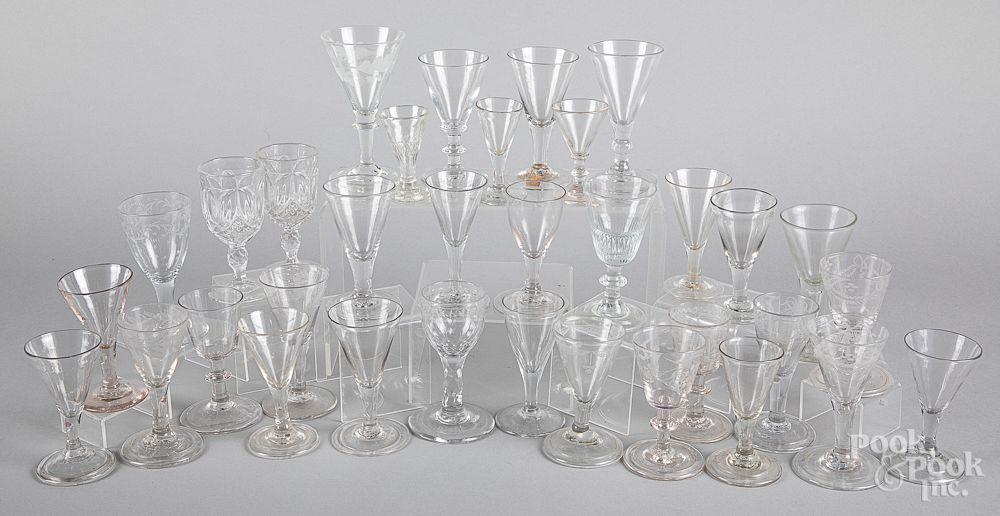 Collection of colorless glass cordials Collection of colorless glass cordials