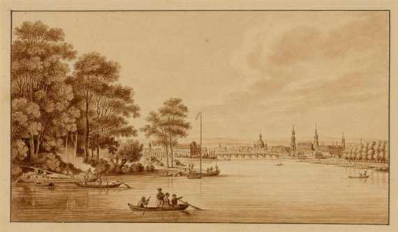 RICHTER LUDWIG ADRIAN 1803 Dresden 1884 View of Dresden Brown