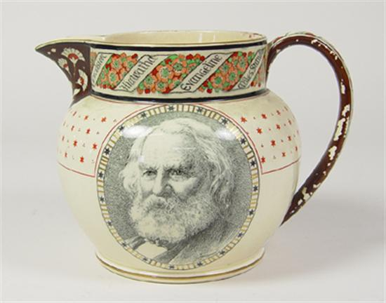 Wedgwood Creamware Longfellow Pitcher Circa 1900 Decorated on one side