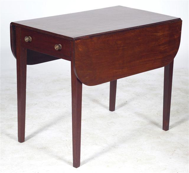 REGENCY MAHOGANY PEMBROKE TABLE with D shaped leaves raised on