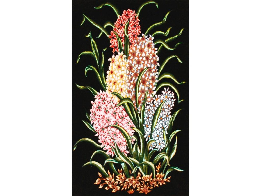 GILD FRAMED PICTORIAL PERSIAN RUG depicting a large flowering plant