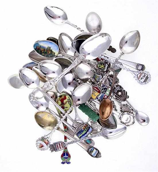 Collection sterling and silver souvenir spoons late 19th early 20th