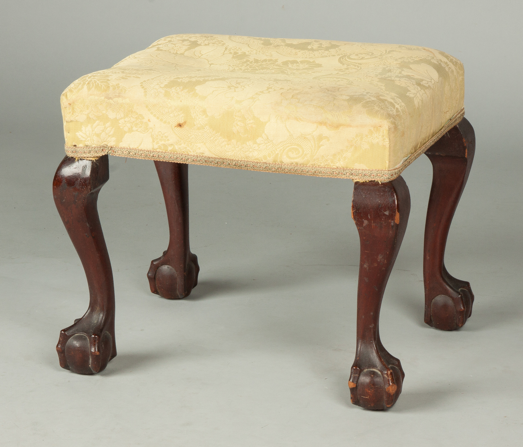 Chippendale Stool 19th cent Mahogany claw ball feet