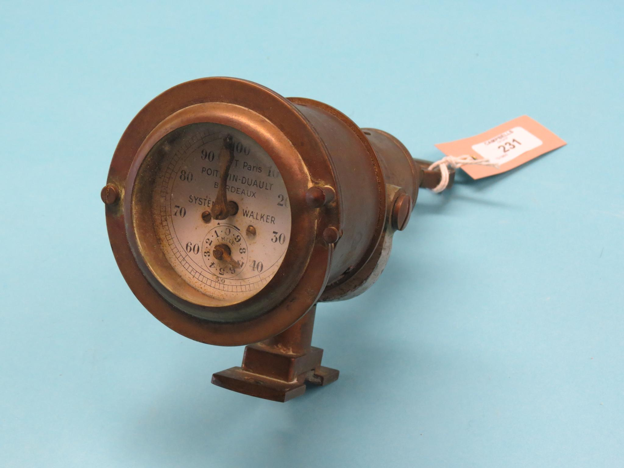 A French nautical speedometer dial signed Poitevin Duault Bordeaux on