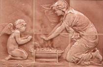 Eros Cupid Late 19th Century A framed group American tiles