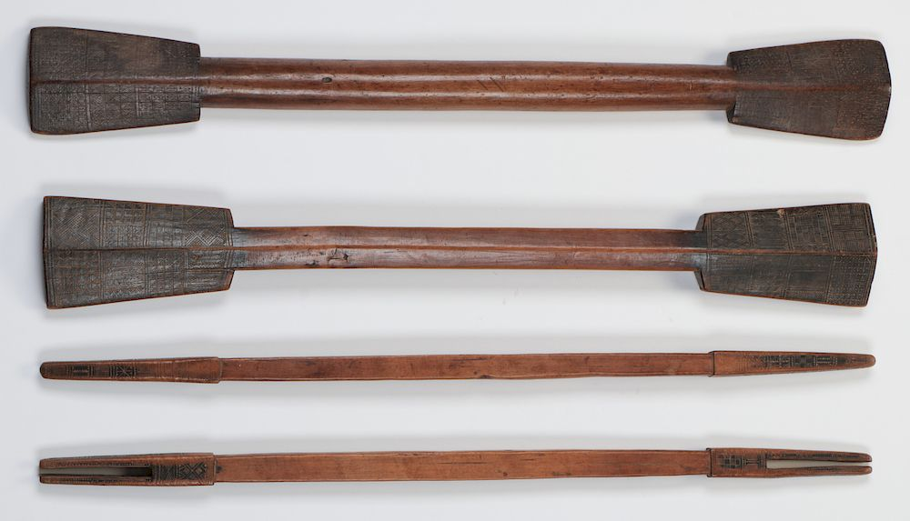 Weaving Tools Li people Hainan China Weaving Tools carved wood