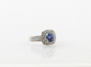 Lady s 14K White Gold Dinner Ring with a cushion