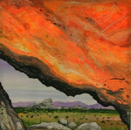 Greg Mallyon born 1954 Rock Painting and Landscape 1991 acrylic