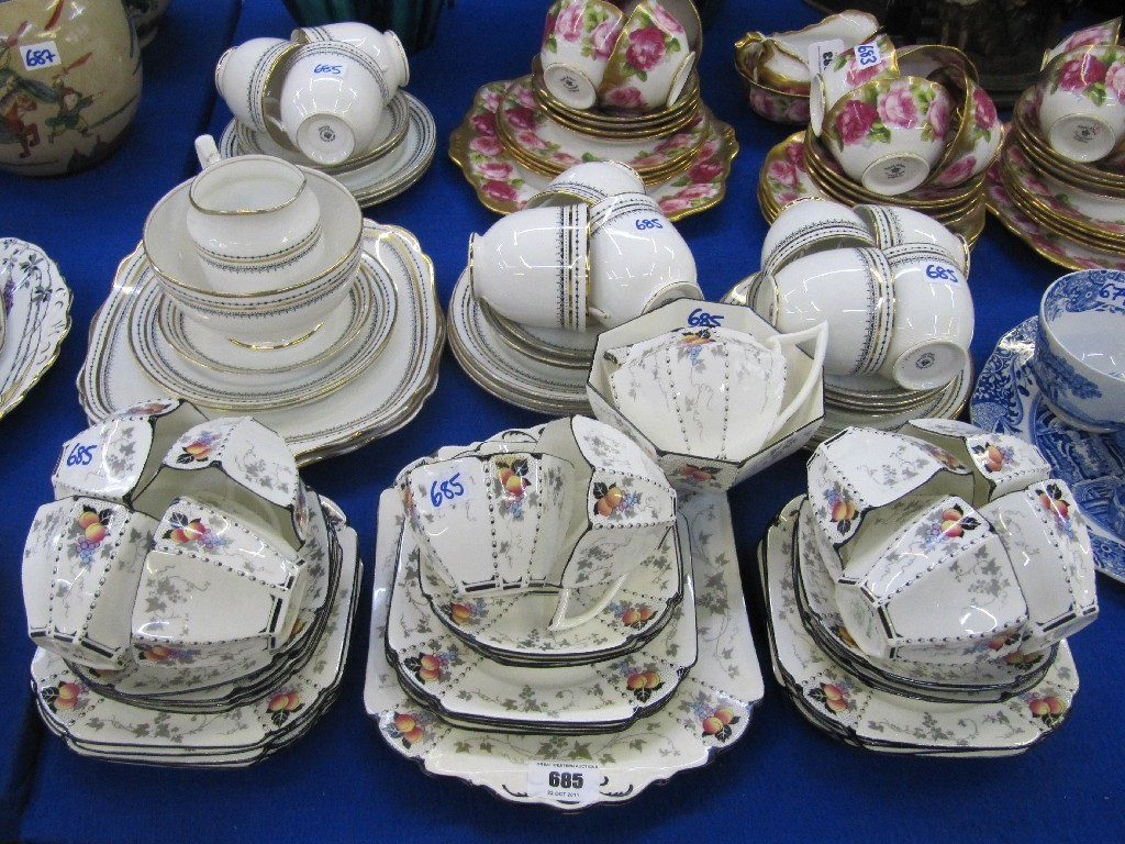 Shelley Queen Anne Peaches and Grape teaset with a Royal