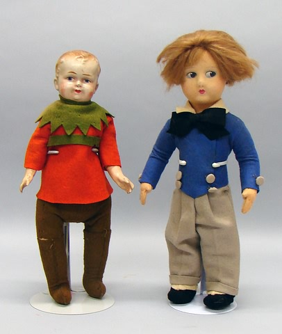 Pair of boy dolls 14 Felt Charles Dickens type with