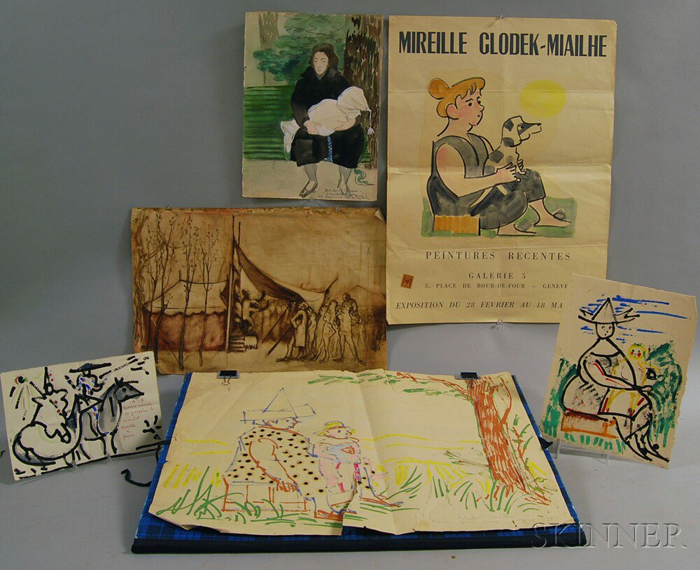 Mireille Glodek Miailhe French b 1921 Six Works Landscape with