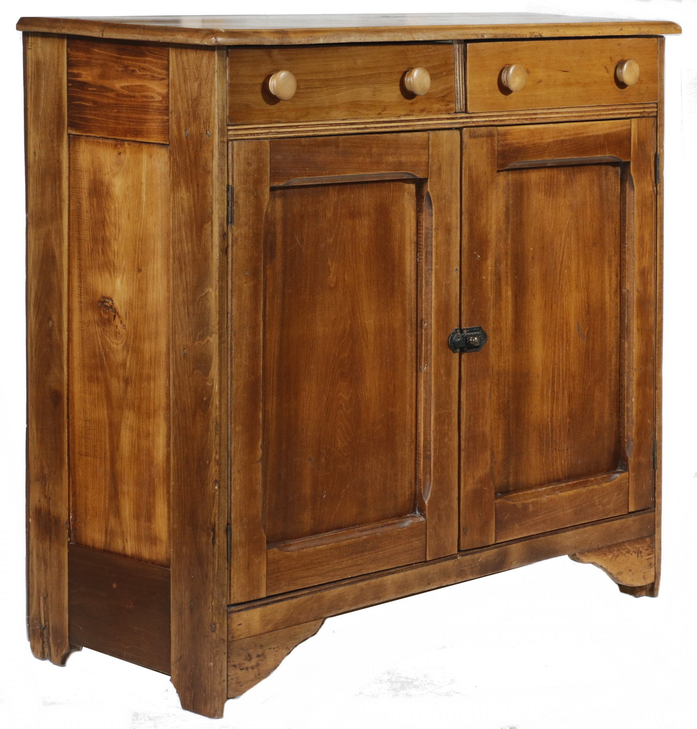 SCRUBBBED PINE LOW CUPBOARD Scrubbed pine low cupboard with two