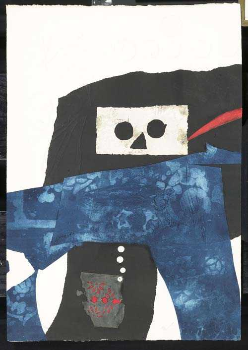 CLAVE ANTONI L homme au masque Aquatint etching and embossed