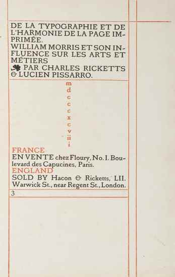 Vale Press Ricketts Charles and Lucien Pissarro De la Typographie