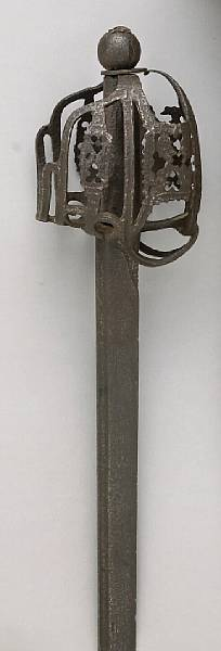 A baskethilted back sword hangermid 18th century Straight 27 inch