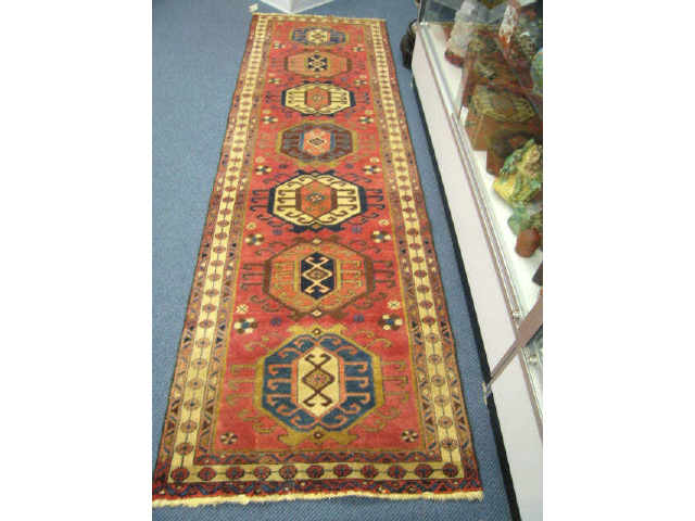 Heriz Persian Handmade Runner 7 geometric medallions earthtones 2 10