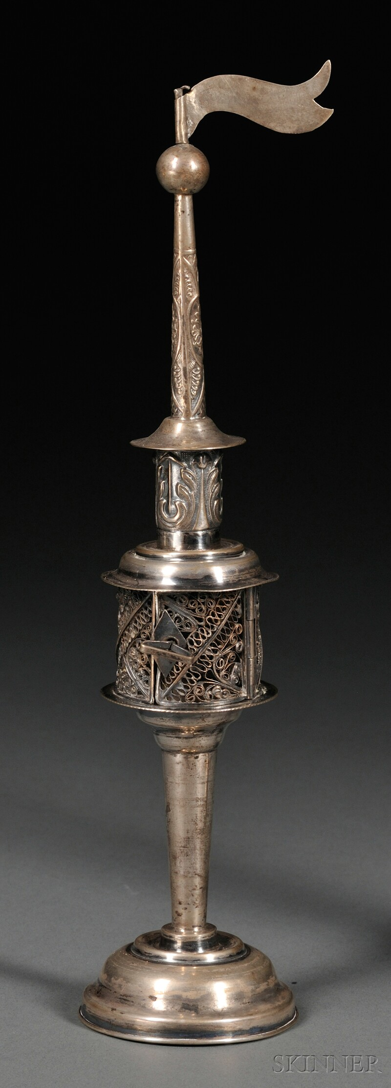 German Silver Tower form Besamim Box Spice Container Berlin Eifort