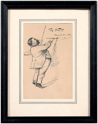 Ink sketch Thomas Nast New York 1840 1902 self portrait