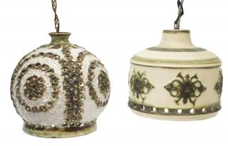 2 DANISH MODERN ART POTTERY HANGING LAMPS lot of 2