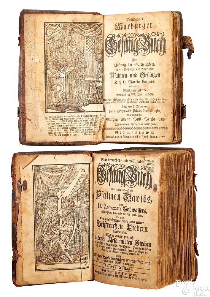 Two Christopher Sauer Germantown song books Two Christopher Sauer Germantown