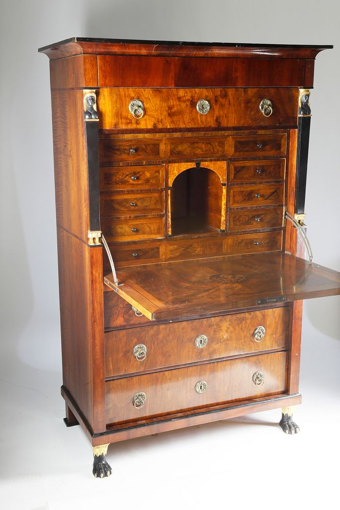 French Empire Egyptian Revival Mahogany Abattant early 19th Century French