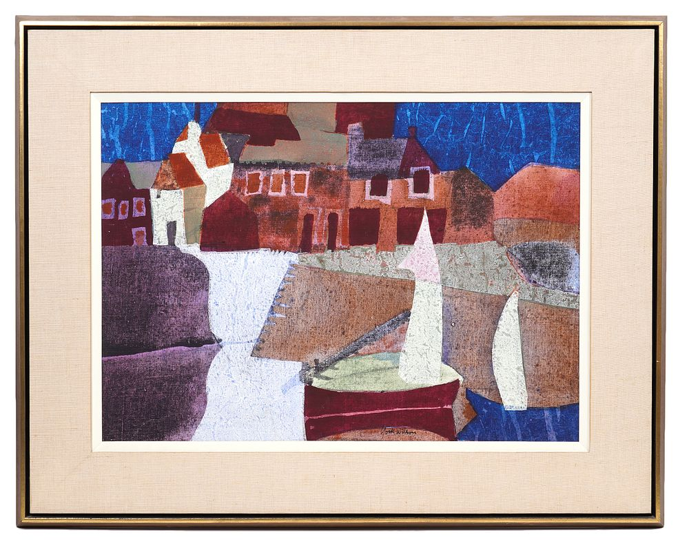 Ronald York Wilson Port Utopia Acrylic on Canvas Ronald York