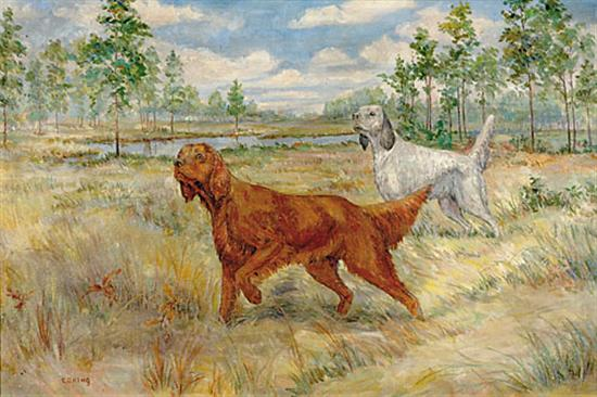 E C King American early 20th century SETTERS AT FULL