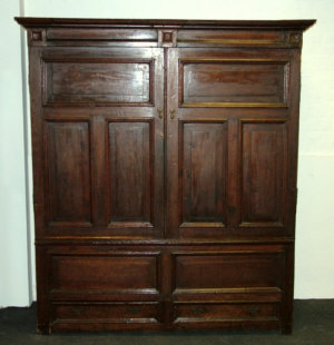 A Continental oak and fruitwood Armoire 18th century the breakfront