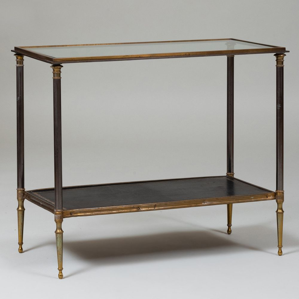 Polished Steel and Brass Two Tier Side Table in the