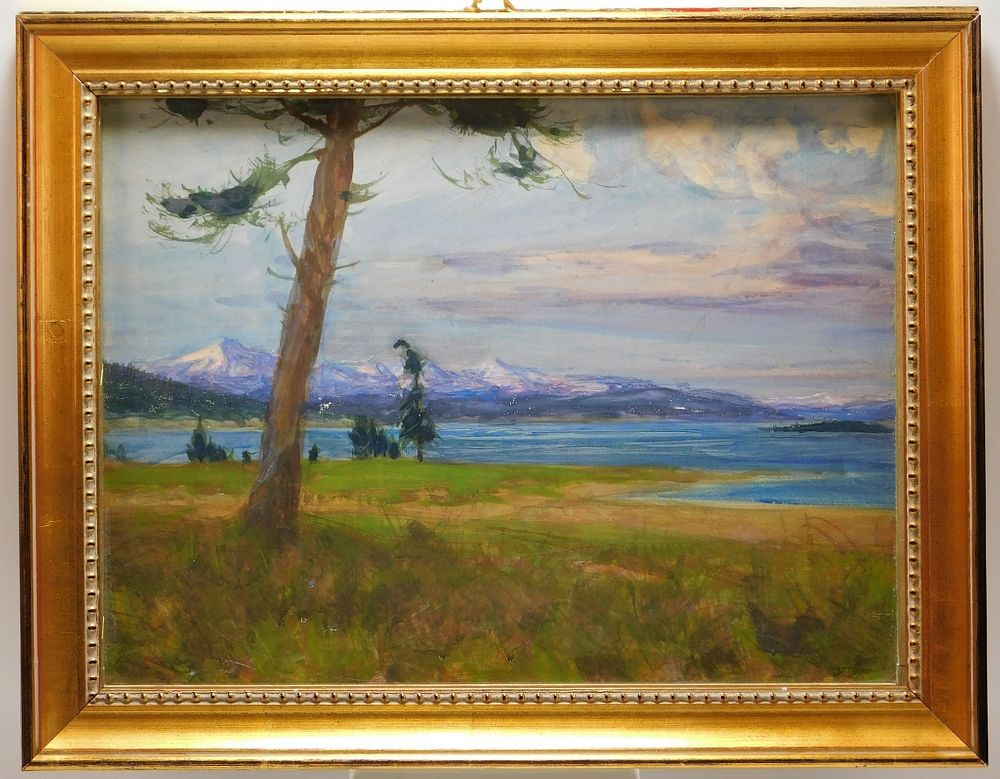 2PC Charles Hoffbauer Landscape WC Paintings Charles Constantine Hoffbauer Massachusetts