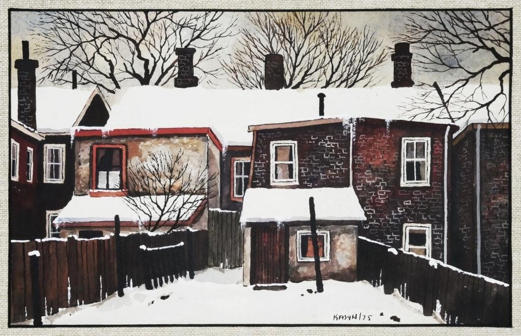 JOHN KASYN WATERCOLOR WINTER SCENEJohn Kasyn O S A watercolor