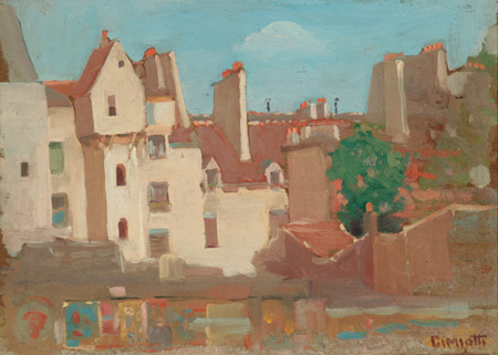 Gustave Cimiotti American 1875 1969 View of a Town Signed