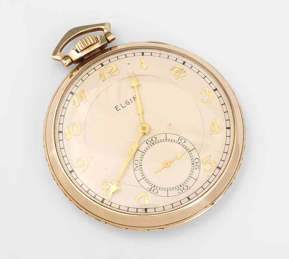 ELGIN ART DECO ELGIN OPEN FACE POCKET WATCH Ca 1930