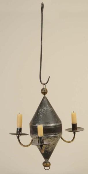 Continental Brass Tin Three Arm Chandelier Description Mid 19th Century
