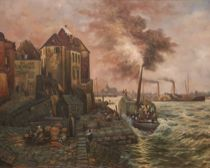 Continental School Late 19th Century An Industrial Town Oil on