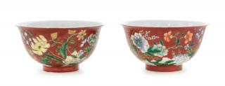 A Pair of Enamel on Porcelain Bowls A Pair of