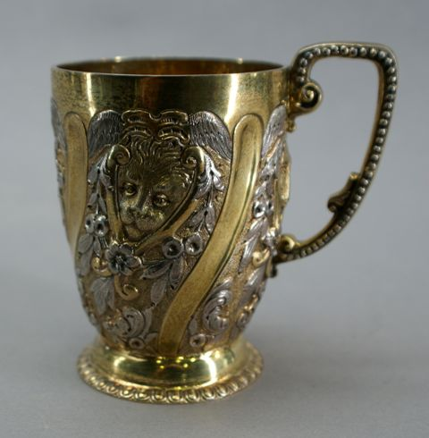 A Victorian hunting beaker in sterling silver and silver gilt