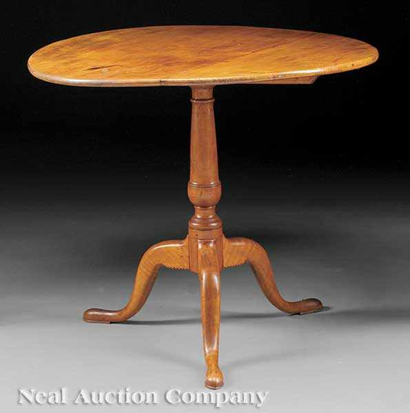 An American Maple Tilt Top Tea Table 19th c vasiform