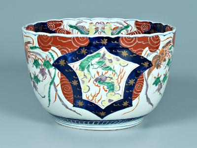 Japanese Imari punch bowl interior and exterior with phoenixes and