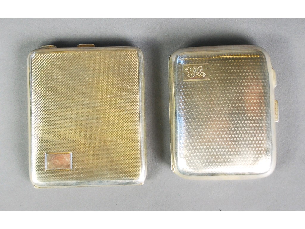 SILVER POCKET CIGARETTE CASE curved oblong and engine turned 3