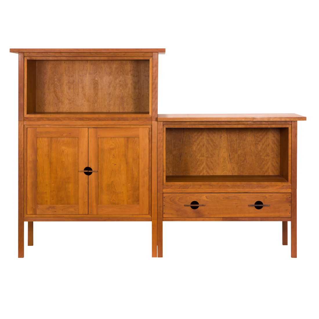 A BERKELEY MILLS ARTS AND CRAFTS STYLE TWO PART CABINET