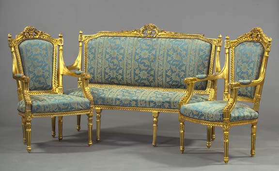 Three Piece Napoleon III Style Giltwood Parlor Suite in the