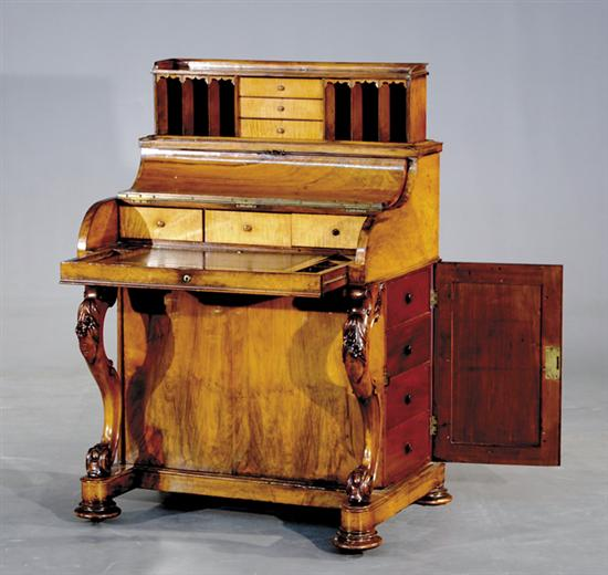 Victorian carved walnut piano front davenport circa 1880 rising stationery