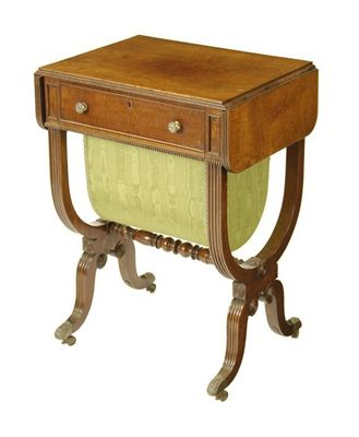 A Regency mahogany work table the reeded edge drop leaf