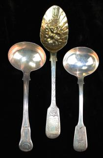 3 Pcs Early 19Th C London Sterling Silver Serving Flatware