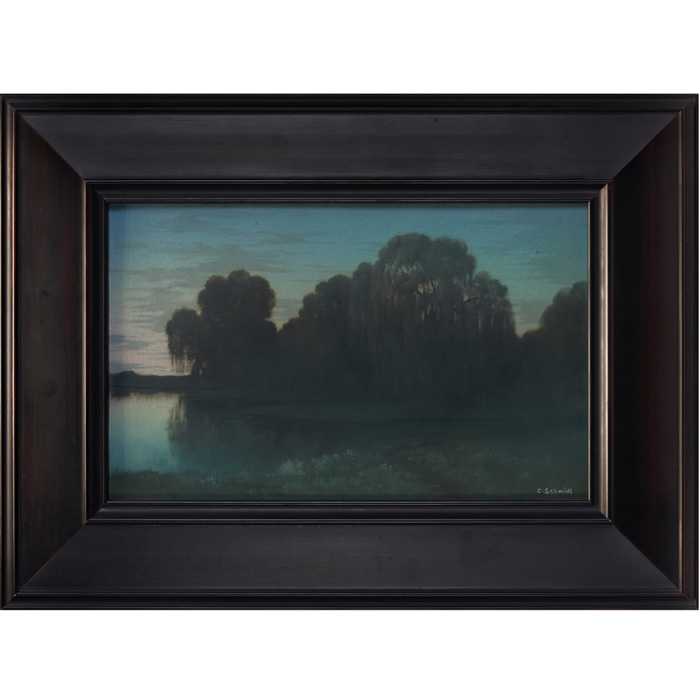 Excellent Rookwood plaque Vellum glaze with a finely detailed river