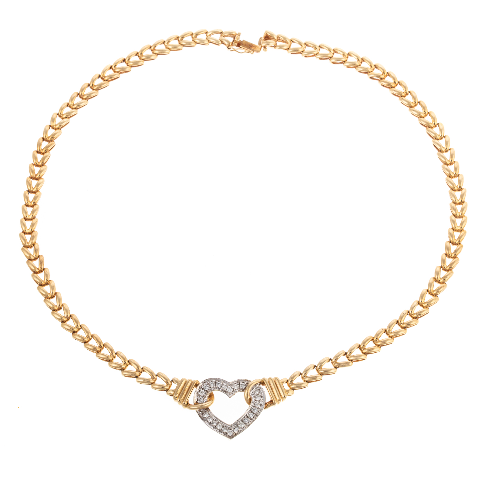 AN IMPRESSIVE OPEN HEART DIAMOND NECKLACE IN 14K 14K yellow