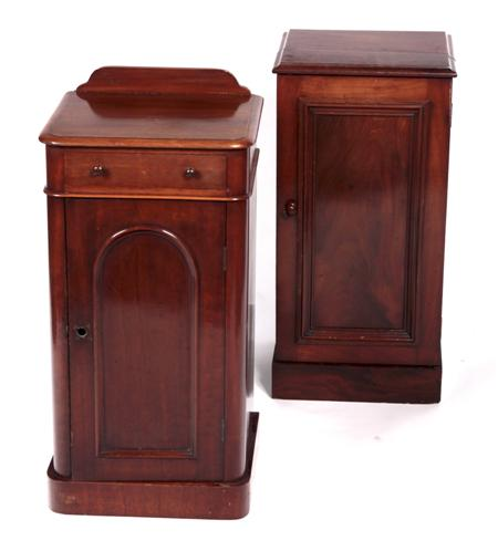 Two Victorian matched mahogany bedside cabinets with moulded rectangular top