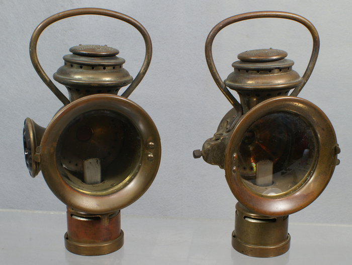 2 Neverout Insulated Kerosene Safety Lamps by Rose Mfg Co