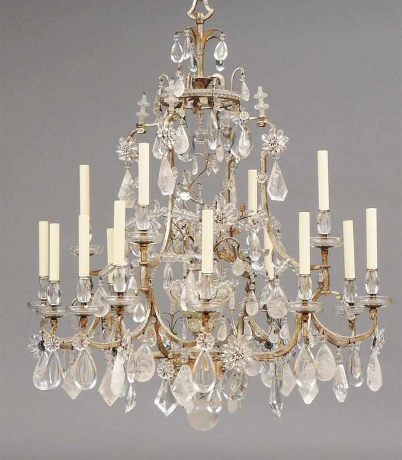LOUIS XV STYLE CARVED ROCK CRYSTAL AND GLASS MOUNTED SILVERED